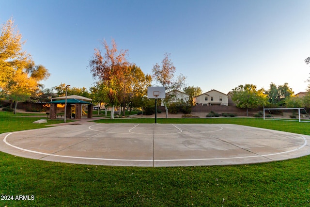 view of sport court featuring a gazebo