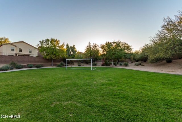 view of yard at dusk