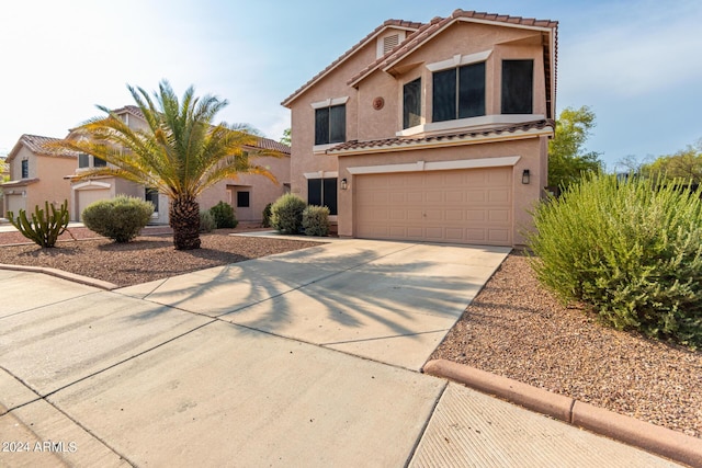 view of front of house with a garage