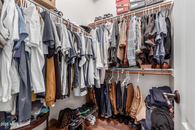 spacious closet featuring hardwood / wood-style flooring