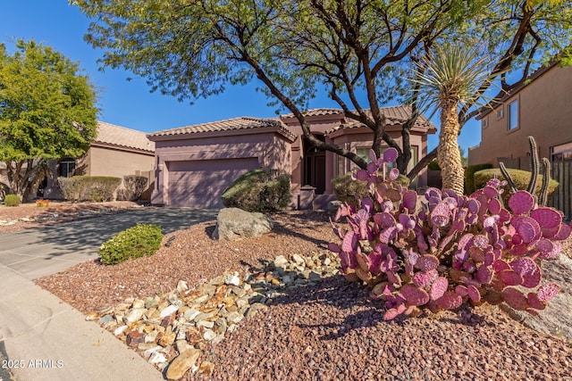 view of front of property with a garage