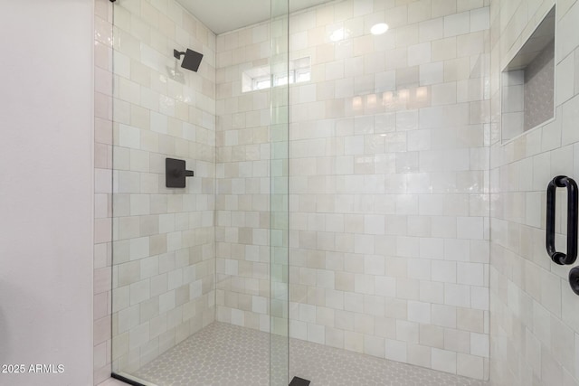 bathroom with a stall shower