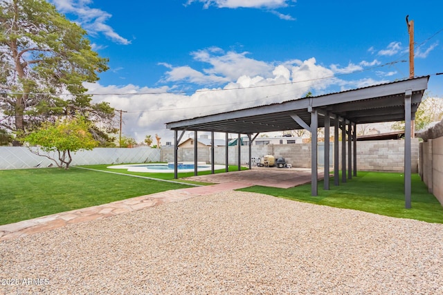 view of patio with a fenced backyard and a fenced in pool