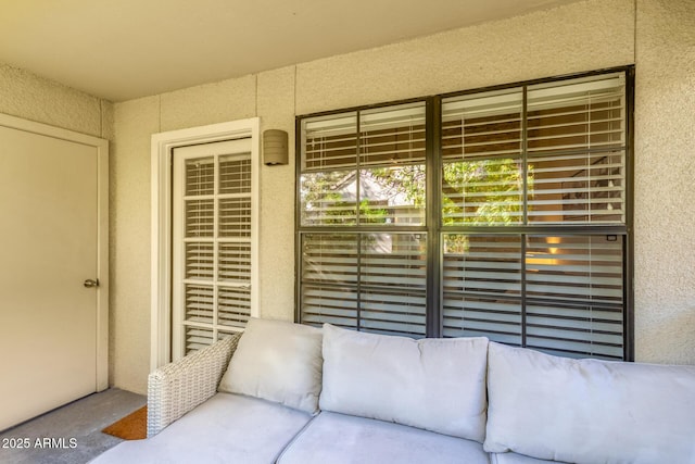 exterior space featuring stucco siding