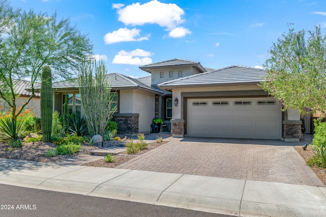 prairie-style house with a garage