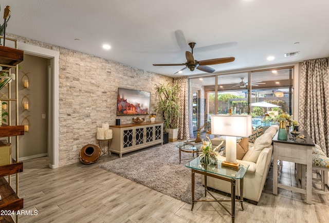 living room with light hardwood / wood-style floors