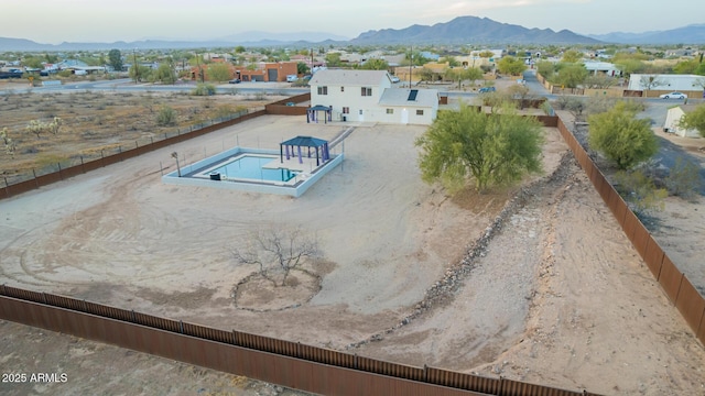 aerial view with a mountain view