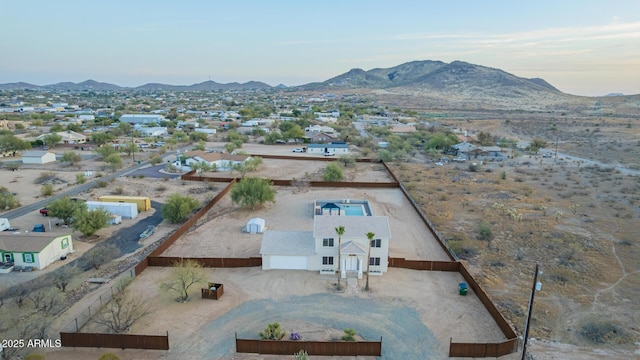 aerial view with a mountain view