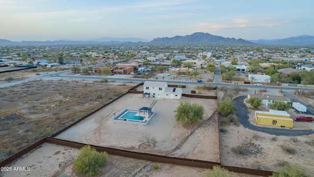 drone / aerial view with a mountain view