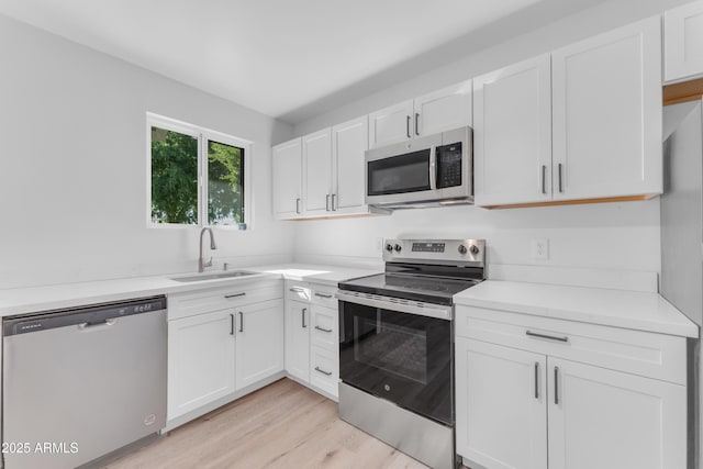 2425 E Harvard St, Phoenix, AZ 85008 - kitchen featuring white cabinets, light countertops, stainless steel appliances, and a sink