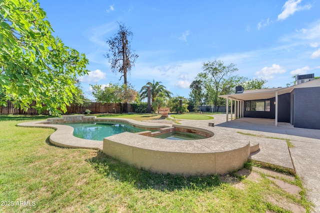 2425 E Harvard St, Phoenix, AZ 85008 - view of swimming pool featuring a patio area, a yard, and a fenced backyard