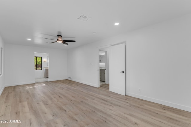 2425 E Harvard St, Phoenix, AZ 85008 - spare room featuring a ceiling fan, light wood-style floors, visible vents, and recessed lighting