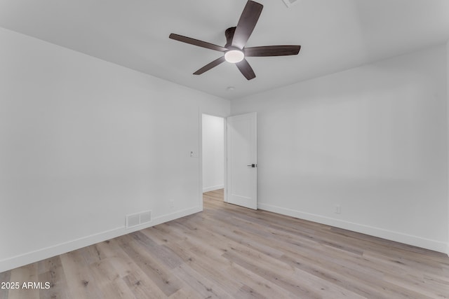 2425 E Harvard St, Phoenix, AZ 85008 - empty room featuring wood finished floors, visible vents, a ceiling fan, and baseboards