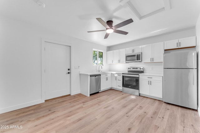2425 E Harvard St, Phoenix, AZ 85008 - kitchen featuring light countertops, white cabinets, appliances with stainless steel finishes, and a sink