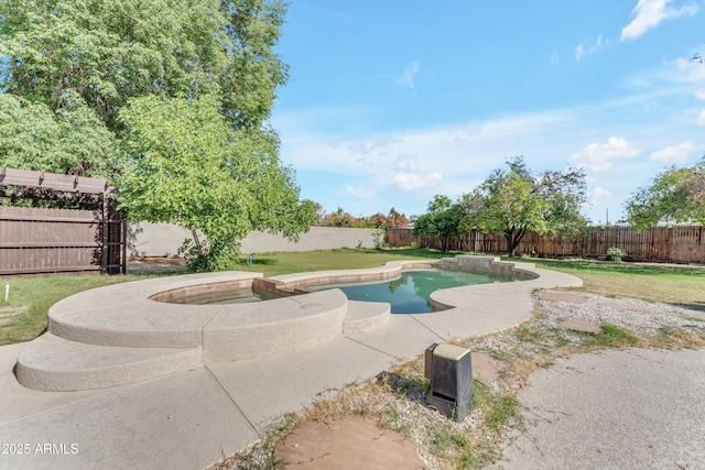 2425 E Harvard St, Phoenix, AZ 85008 - view of swimming pool featuring a fenced in pool, a patio, a fenced backyard, and an in ground hot tub