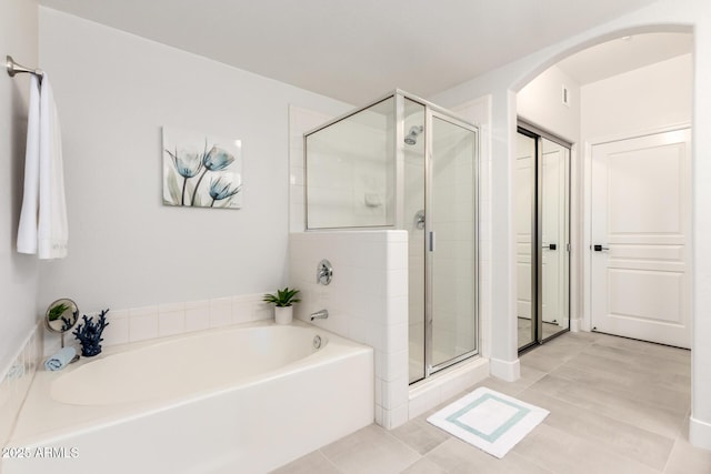 955 E Knox Rd Unit 126, Chandler, AZ 85225 - full bath featuring a bath, a stall shower, and tile patterned flooring