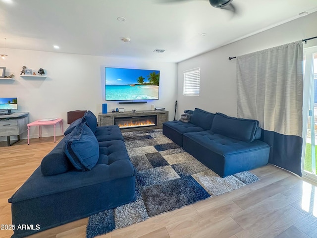 living room with hardwood / wood-style floors