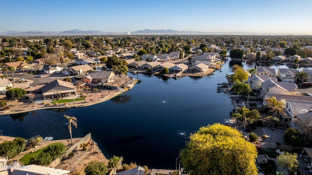 aerial view with a water and mountain view