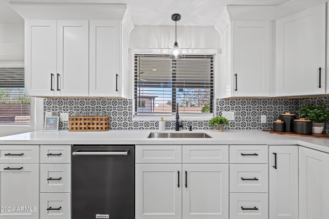 394 E Redfield Rd, Chandler, AZ 85225 - kitchen featuring dishwasher, a sink, light countertops, and white cabinets