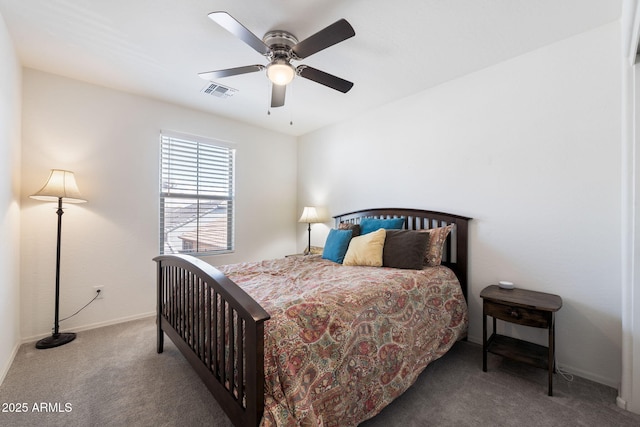 bedroom with carpet floors and ceiling fan