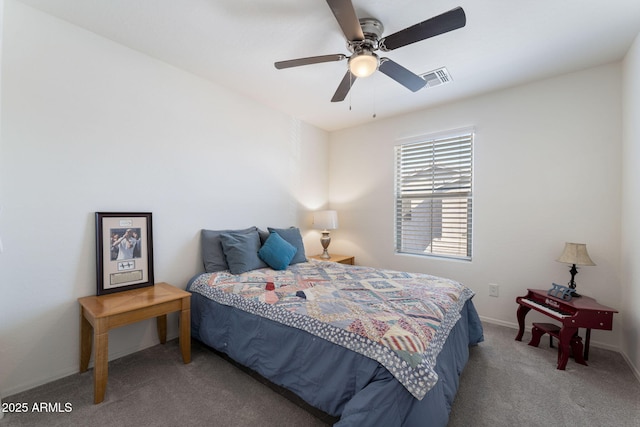 bedroom with carpet and ceiling fan