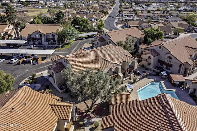 drone / aerial view with a residential view