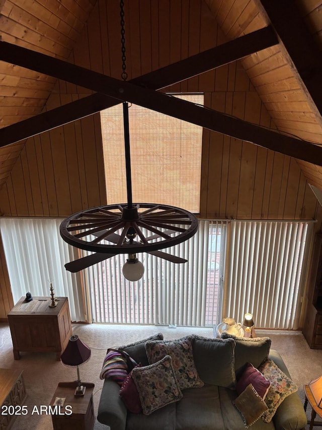 3994 N Mohawk St, Pine, AZ 85544 - carpeted living area with wooden ceiling