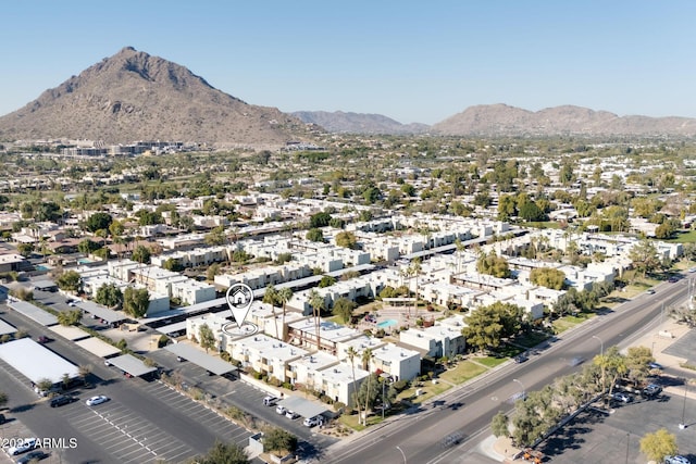 drone / aerial view with a mountain view