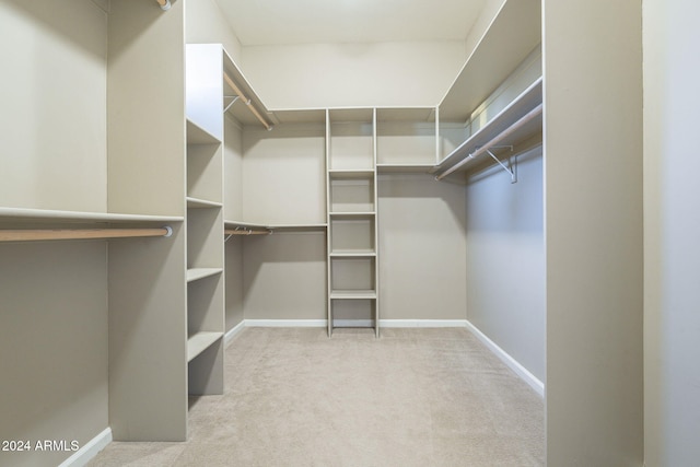 spacious closet featuring light carpet