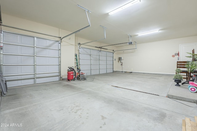 garage with a garage door opener