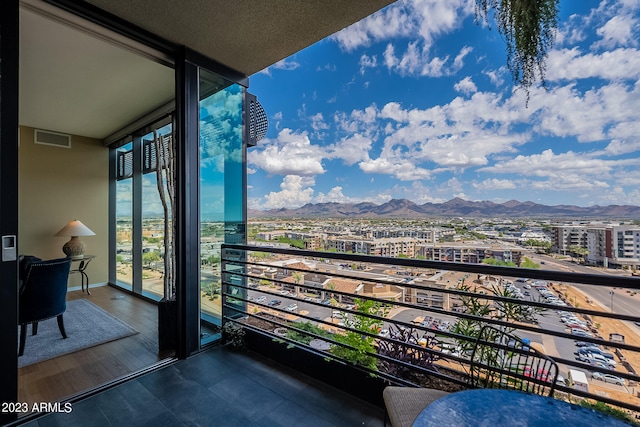 balcony with a mountain view