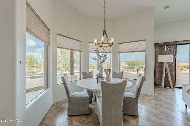 28423 N 139th St, Scottsdale, AZ 85262 - dining area featuring plenty of natural light, a high ceiling, and a chandelier
