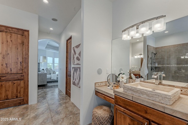 28423 N 139th St, Scottsdale, AZ 85262 - full bath featuring connected bathroom, recessed lighting, a walk in shower, and vanity