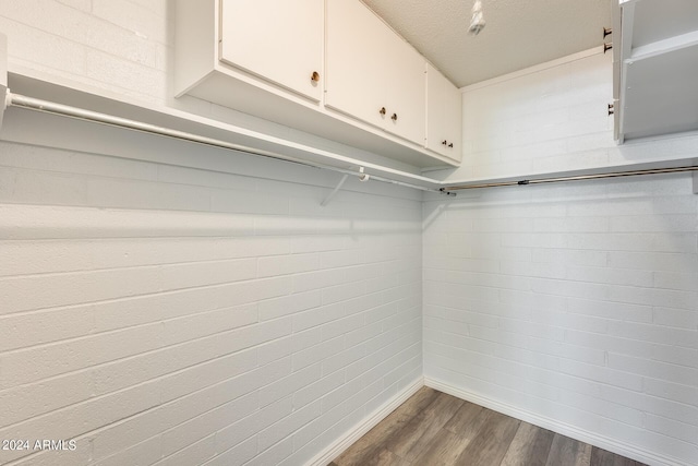 walk in closet featuring dark wood finished floors