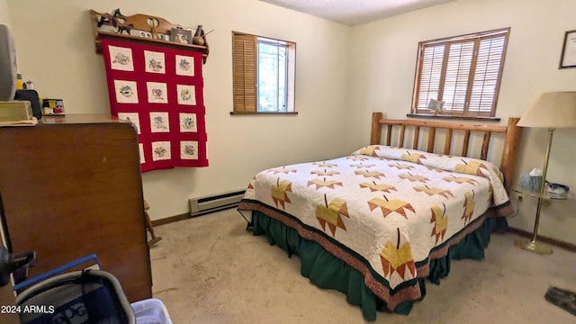 702 Mule Springs Trl, Forest Lakes, AZ 85931 - bedroom featuring a baseboard heating unit, carpet floors, and baseboards