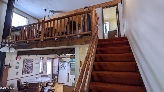 702 Mule Springs Trl, Forest Lakes, AZ 85931 - stairway with ceiling fan