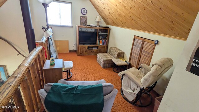 702 Mule Springs Trl, Forest Lakes, AZ 85931 - living room with carpet flooring and vaulted ceiling