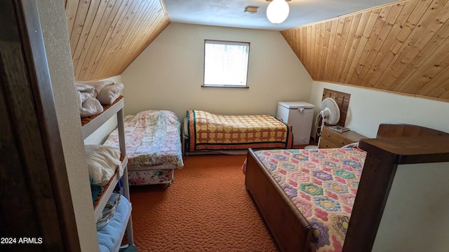 702 Mule Springs Trl, Forest Lakes, AZ 85931 - carpeted bedroom featuring vaulted ceiling and wood ceiling