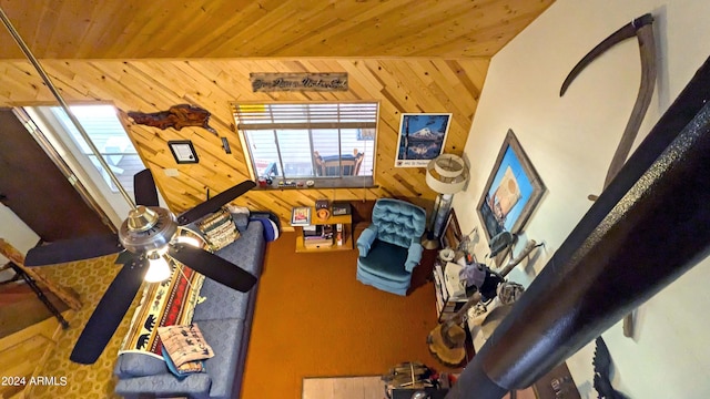 702 Mule Springs Trl, Forest Lakes, AZ 85931 - living area featuring wooden walls and wood ceiling