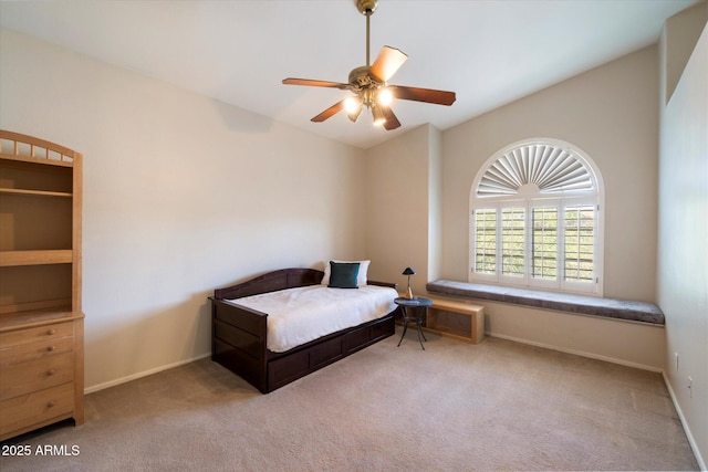 1922 E Everett Dr, Phoenix, AZ 85022 - bedroom featuring carpet, lofted ceiling, baseboards, and a ceiling fan