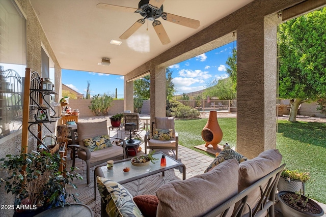 1922 E Everett Dr, Phoenix, AZ 85022 - view of patio featuring an outdoor living space and ceiling fan