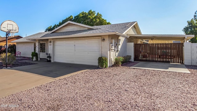 ranch-style house featuring a garage