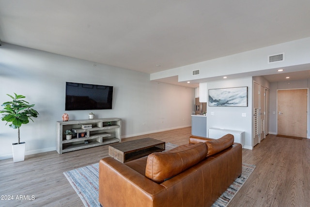 living room with light wood-type flooring