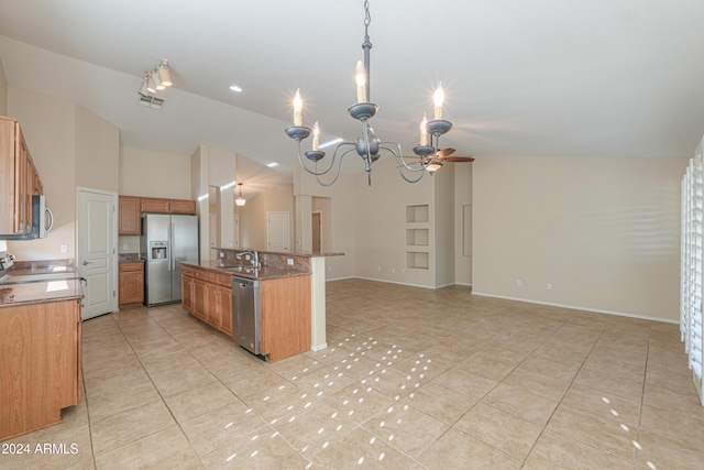 kitchen featuring light tile patterned floors, visible vents, and appliances with stainless steel finishes