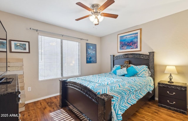 7457 W Crystal Rd, Glendale, AZ 85308 - bedroom with baseboards, a ceiling fan, and wood finished floors