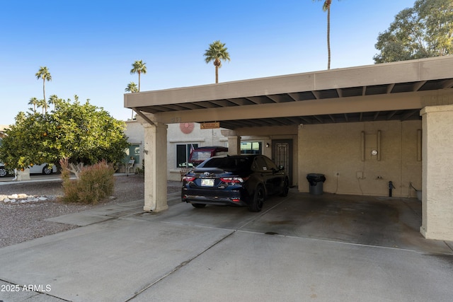 view of parking featuring a carport