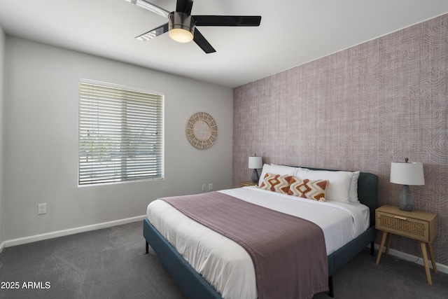 4904 E Tierra Buena Ln, Scottsdale, AZ 85254 - bedroom with ceiling fan, carpet flooring, and baseboards