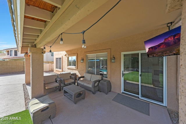 view of patio / terrace featuring an outdoor living space