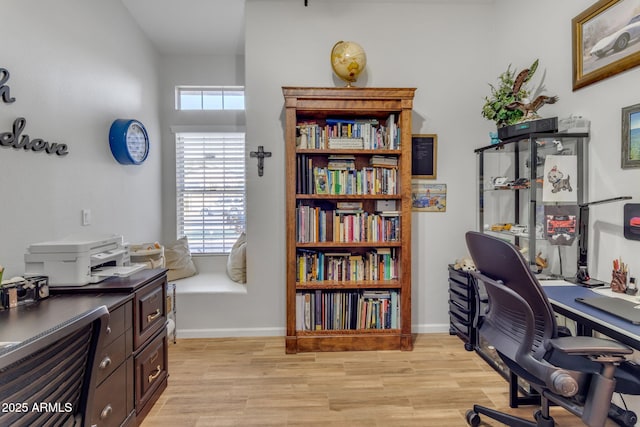 home office featuring light wood-type flooring