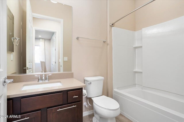 full bathroom with vanity, toilet, and shower / bathing tub combination